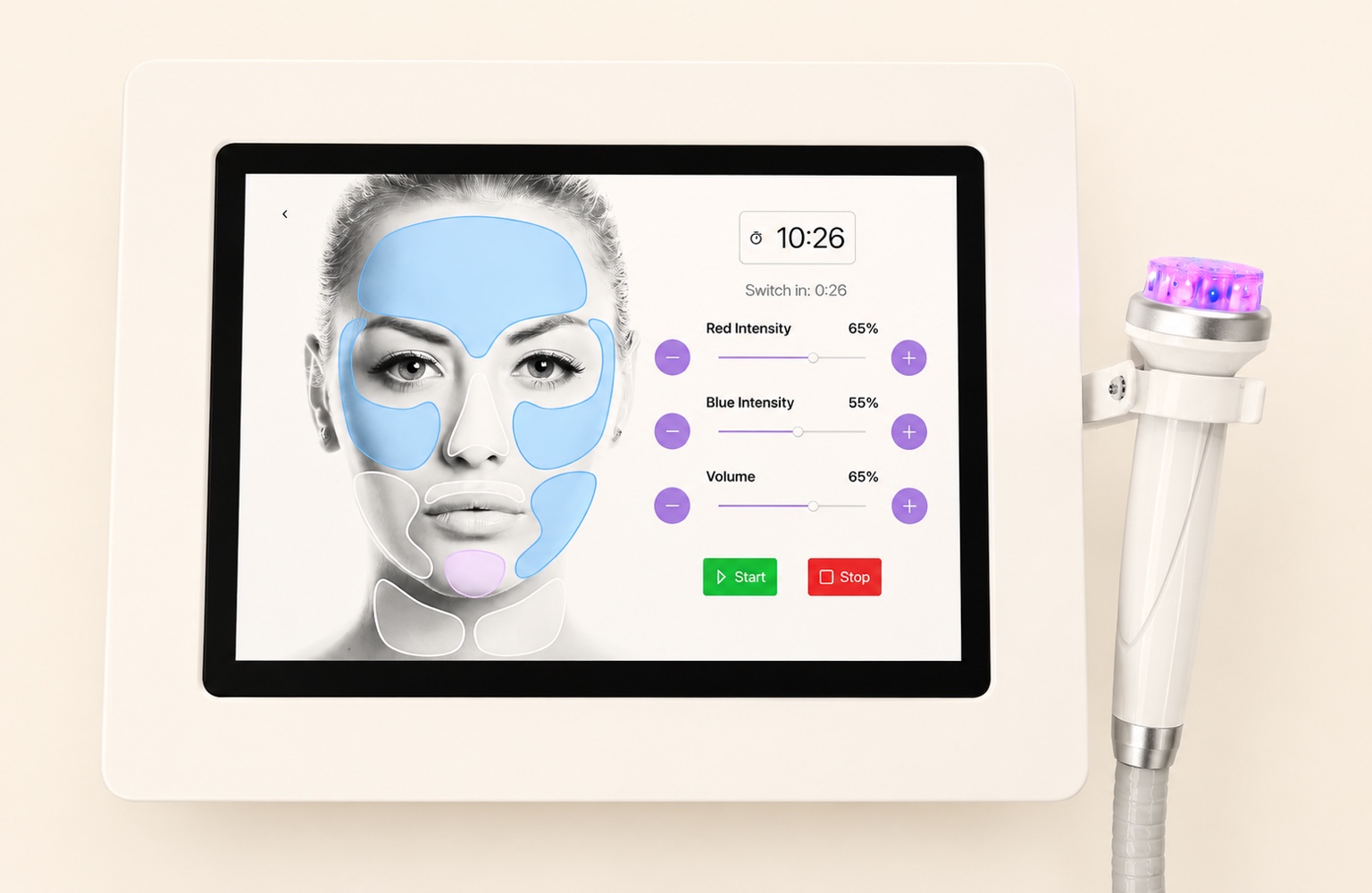 SkinSonix touchscreen treatment interface